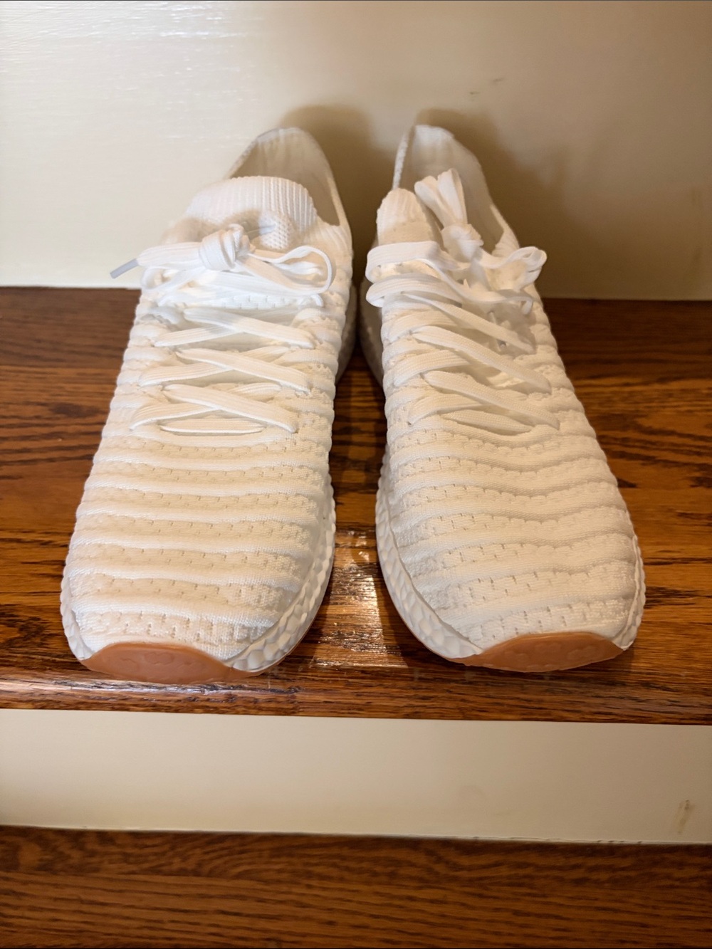 Danskin White Knit Slip-On Athletic Sneakers with Gum Toe Accents
